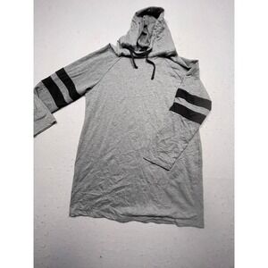 Ups & Downs Striped Raglan Hoodie Womens 1X Gray Polyester Spandex Excellent